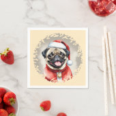 Mops met Kerstmanpak - Kerstmis 1 Servet (Insitu)