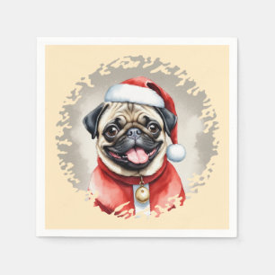 Mops met Kerstmanpak - Kerstmis 1 Servet