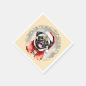 Mops met Kerstmanpak - Kerstmis 1 Servet (Hoek)