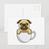 Mops met kop koffie briefkaart (Voorkant / Achterkant)