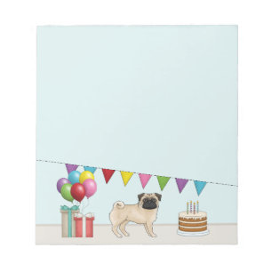 Mops met vachtkleurige tekening Cute Cartoon-hond  Notitieblok