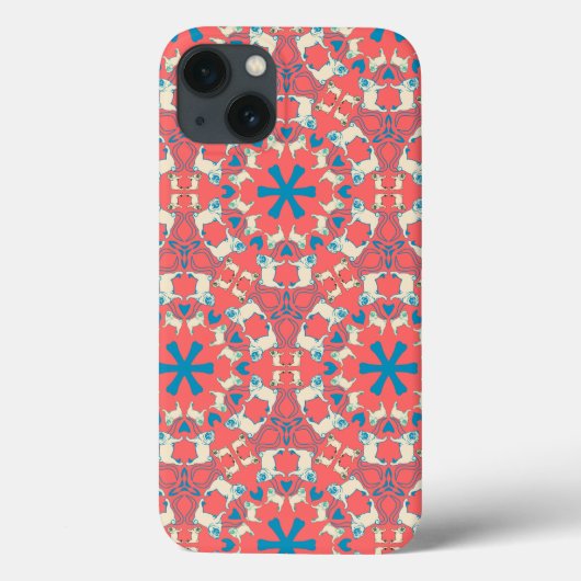 Mops Muster auf korall Case-Mate iPhone Case (Achterkant)