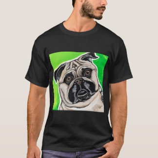 Mops op groene achtergrond t-shirt