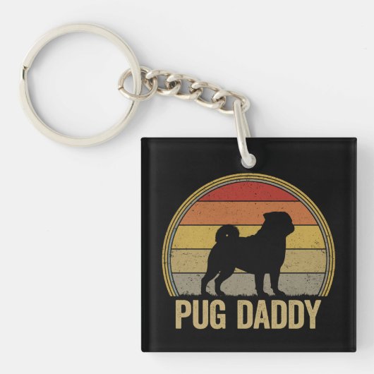 Mops Papa Funny Retro Hond Vader Hondeneigenaar Ca Sleutelhanger (Voorkant)