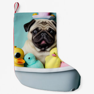 Mops Paradijs: Een Schoonheid in Bad Kleine Kerstsok