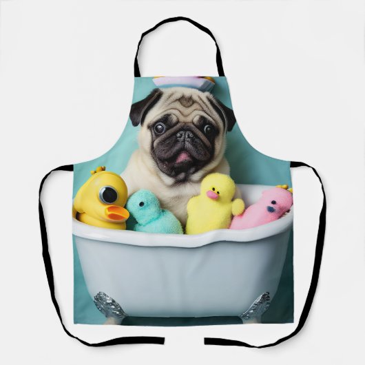 Mops Paradijs: Een Schoonheid in Bad Schort (Voorkant)
