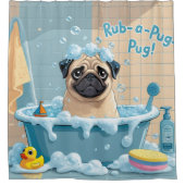 Mops Pug Slaap Mop Neusje  Douchegordijn (Voorkant)