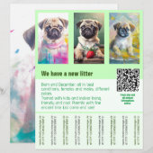 Mops puppy's te koop flyer sjabloon QR code (Voorkant / Achterkant)