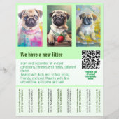 Mops puppy's te koop flyer sjabloon QR code (Voorkant)