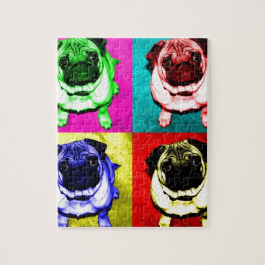Mops Richi in 4 Farben Legpuzzel (Verticaal)