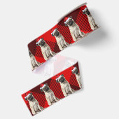Mops Rode Buffalo Kerst Plaid Grappige Hond Kerstm Grosgrain Lint (Achterkant)