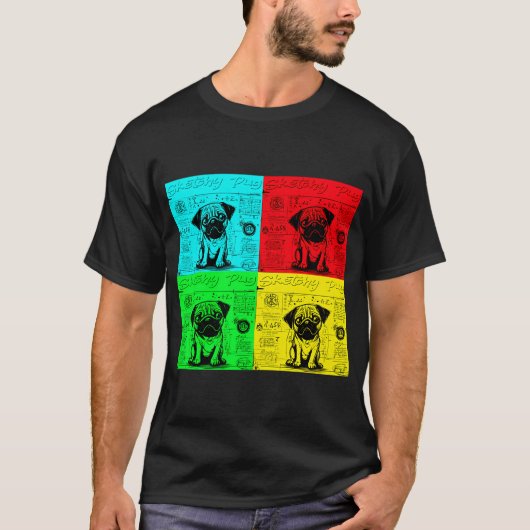 Mops schetsboek 5 POP ART T-shirt (Voorkant)