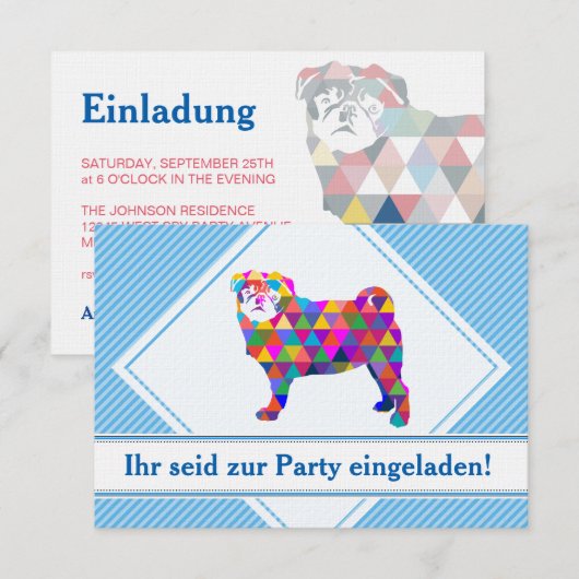 Mops Uitnodigingen (Voorkant / Achterkant)