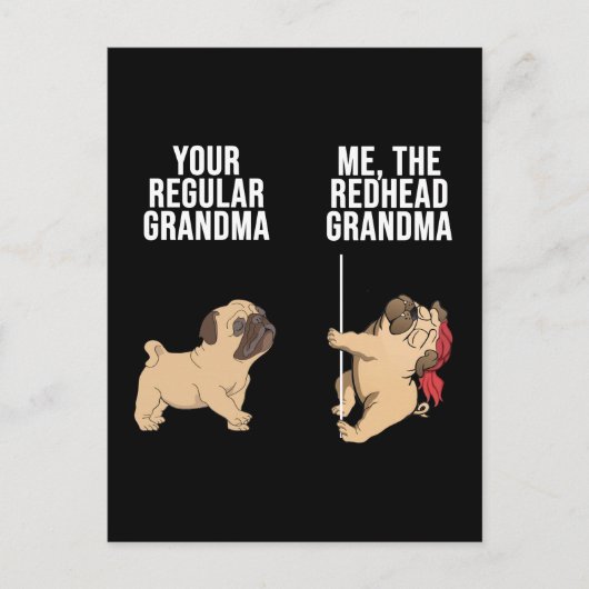 Mops Uw Regelmatige Oma Mij De Roodharige Oma Briefkaart (Voorkant)