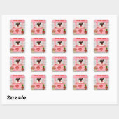 Mops Valentijnsdag Kusstand Vierkante Sticker (Vel)