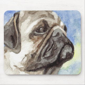 Mops watercolor portret muismat