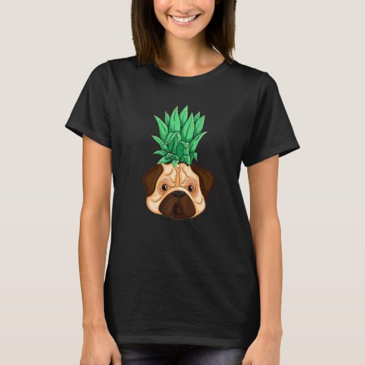 Mops Zomer Tropisch Fruit Mops Ananas T-shirt (Voorkant)