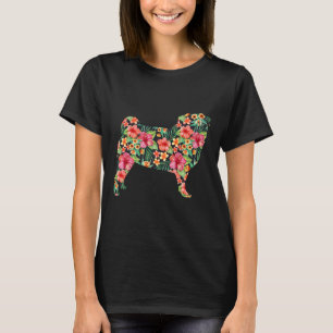 Mopsbloem Grappige Hond Silhouet Bloem Cadeaus Vro T-shirt