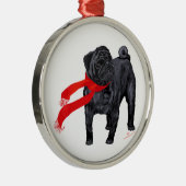 Mopsen in rode sjaal metalen ornament (Rechts)