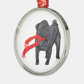 Mopsen in rode sjaal metalen ornament (Links)