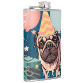 Mopsfeest Vieringsballonnen Hond Foto Confetti Heupfles (Rechts)