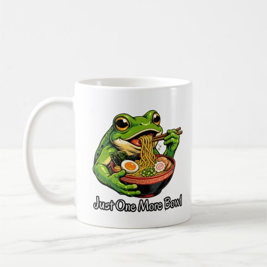 Mopshagedis die noedels eet koffiemok (Links)