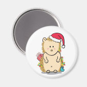 Mopshagedis met Kerstmuts Cartoon Magneet (Voorkant / Achterkant)