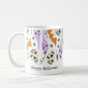 Mopshagedoos voor Halloween Pompoen Schedel Vleerm Koffiemok