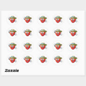 Mopshoge aardbei met hoedje sticker (Vel)