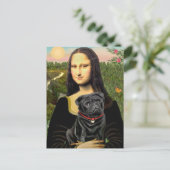 Mopshond 16 (zwart) - Mona Lisa Briefkaart (Staand voorkant)