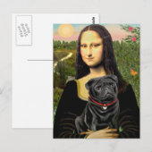 Mopshond 16 (zwart) - Mona Lisa Briefkaart (Voorkant / Achterkant)