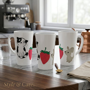 Mopshond Aardbei Rat Design Latte Mok