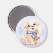 Mopshond Anker Ronde Magneet Cruise Cute (Voorkant / Achterkant)