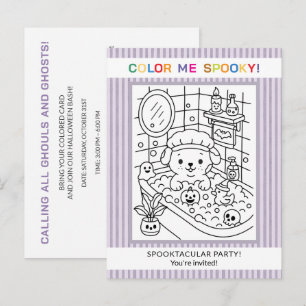 Mopshond bad Halloween kleur uitnodiging