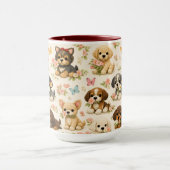Mopshond bloem vlinder mok – Whimsical hond Ar (Midden)