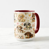 Mopshond bloem vlinder mok – Whimsical hond Ar (Voorkant rechts)
