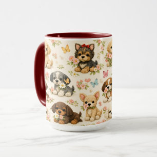 Mopshond bloem vlinder mok – Whimsical hond Ar