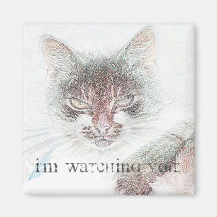 Mopshond Boze Funky Kat Gezicht Schets Magneet