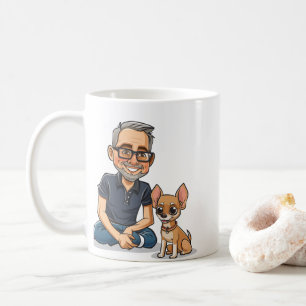 Mopshond en Cartoon Man koffiemok