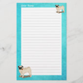 Mopshond en Rozen Jouw naam Slogan Schattigee Hond Briefpapier (Voorkant)