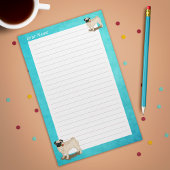 Mopshond en Rozen Jouw naam Slogan Schattigee Hond Briefpapier