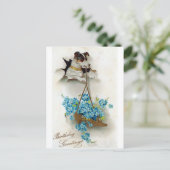 Mopshond en schoen verjaardagswensen briefkaart (Staand voorkant)