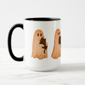 Mopshond en Zwarte Kat Halloween Mok (Links)