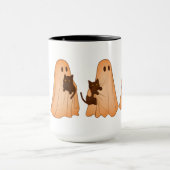 Mopshond en Zwarte Kat Halloween Mok (Midden)