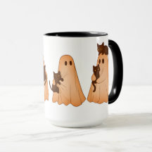Mopshond en Zwarte Kat Halloween Mok