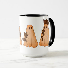 Mopshond en Zwarte Kat Halloween Mok