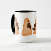Mopshond en Zwarte Kat Halloween Mok (Voorkant links)