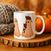 Mopshond en Zwarte Kat Halloween Mok