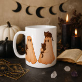 Mopshond en Zwarte Kat Halloween Mok
