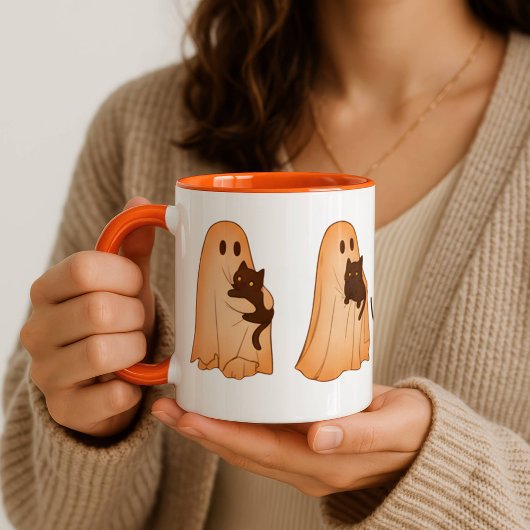 Mopshond en Zwarte Kat Halloween Mok